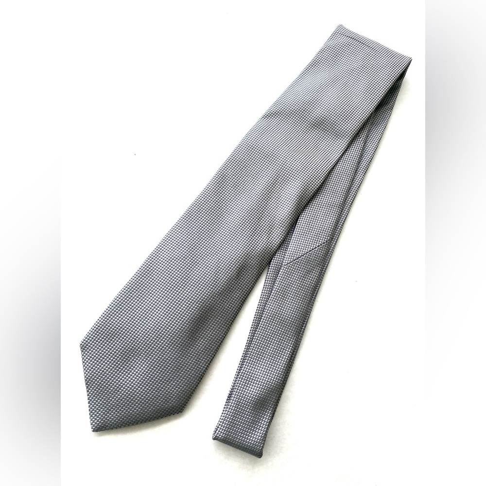 Daniel Cremeiux Solid Silver Geometric Silk Necktie